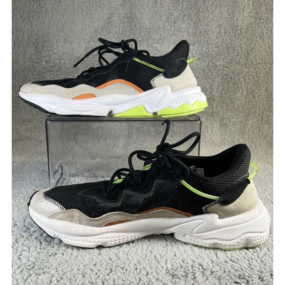 adidas Ozweego Sneakers Men's Sz 12 Core Black Neon Green Gray Orange GV7379 - Picture 2 of 8